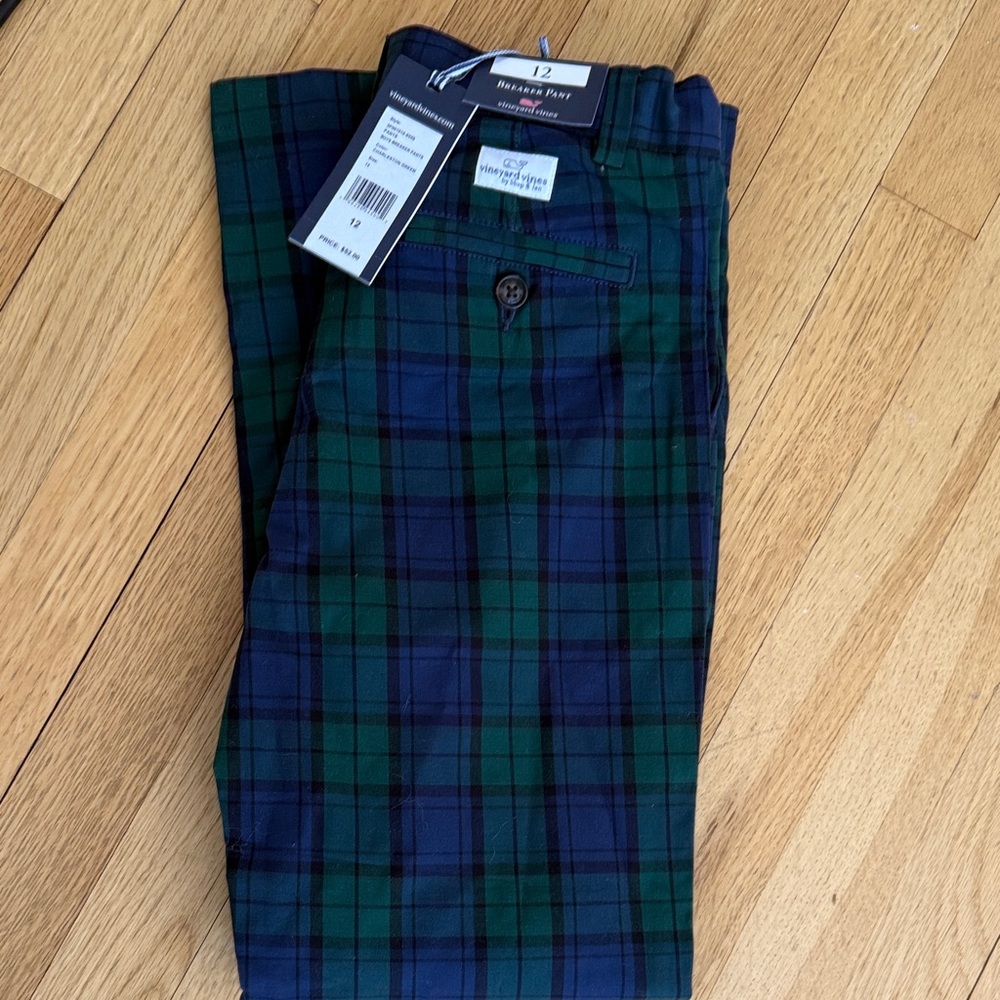 Vineyard Vines Charleston Green and Blue Breaker Pants, size 12 - NWT